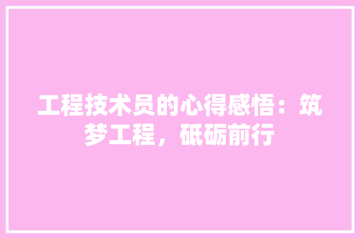 工程技术员的心得感悟：筑梦工程，砥砺前行 现代风格装饰