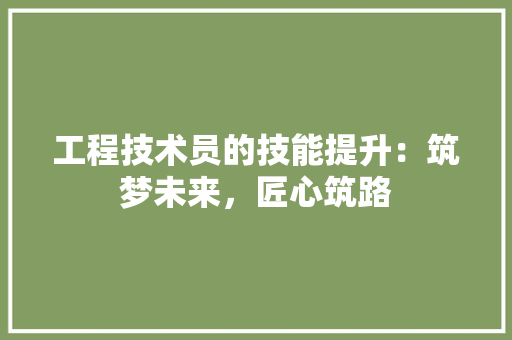 工程技术员的技能提升：筑梦未来，匠心筑路 现代风格装饰