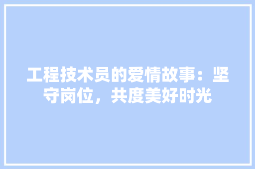 工程技术员的爱情故事：坚守岗位，共度美好时光 现代风格装饰