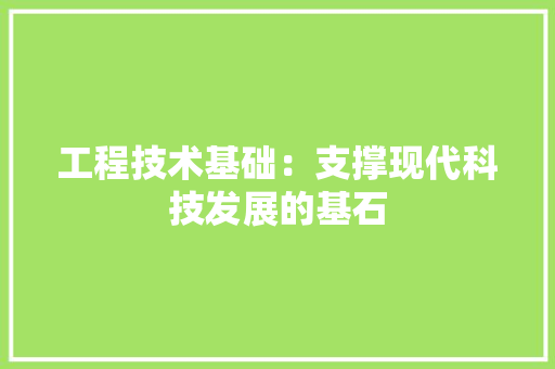 工程技术基础：支撑现代科技发展的基石 现代风格装饰