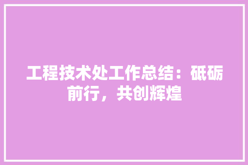 工程技术处工作总结：砥砺前行，共创辉煌 现代风格装饰