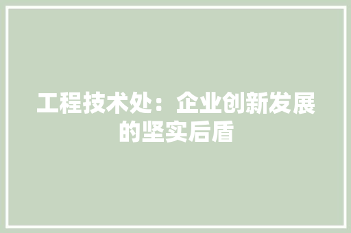 工程技术处：企业创新发展的坚实后盾 现代风格装饰