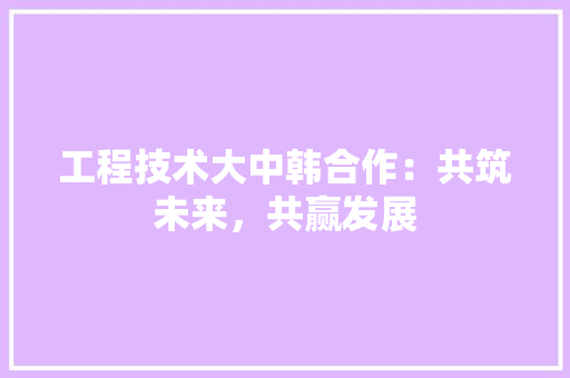 工程技术大中韩合作：共筑未来，共赢发展