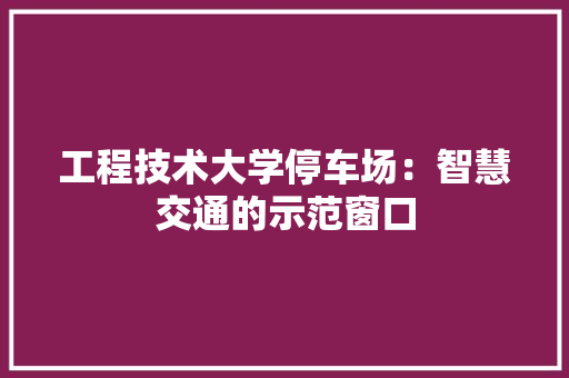 工程技术大学停车场：智慧交通的示范窗口 现代风格装饰