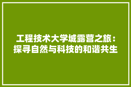 工程技术大学城露营之旅：探寻自然与科技的和谐共生 现代风格装饰