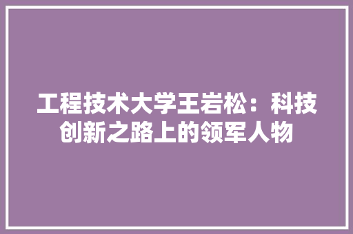 工程技术大学王岩松：科技创新之路上的领军人物 现代风格装饰