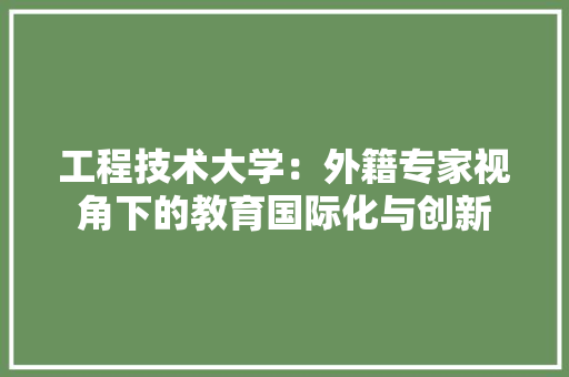 工程技术大学：外籍专家视角下的教育国际化与创新 现代风格装饰