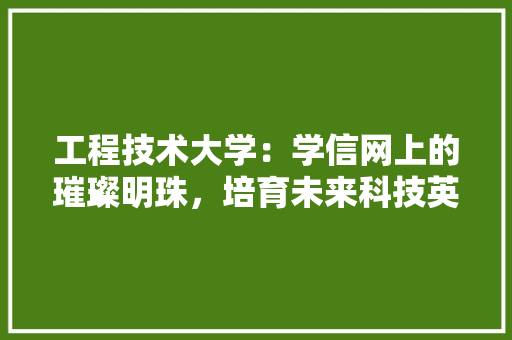 工程技术大学：学信网上的璀璨明珠，培育未来科技英才 现代风格装饰