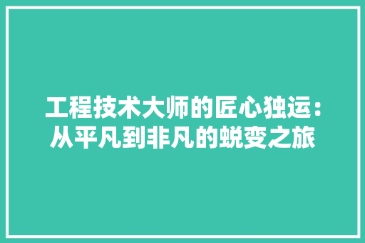 工程技术大师的匠心独运：从平凡到非凡的蜕变之旅 现代风格装饰