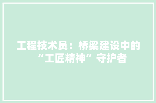 工程技术员：桥梁建设中的“工匠精神”守护者 现代风格装饰