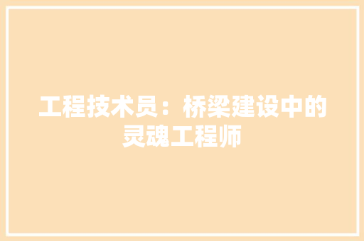 工程技术员：桥梁建设中的灵魂工程师 现代风格装饰