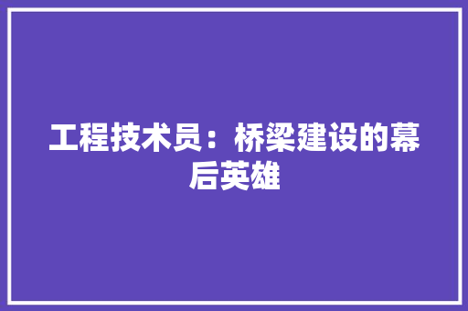 工程技术员：桥梁建设的幕后英雄 现代风格装饰