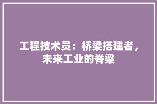 工程技术员：桥梁搭建者，未来工业的脊梁 现代风格装饰