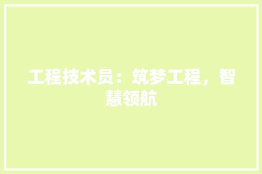 工程技术员：筑梦工程，智慧领航 现代风格装饰