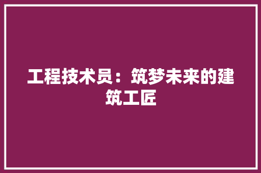 工程技术员：筑梦未来的建筑工匠 现代风格装饰