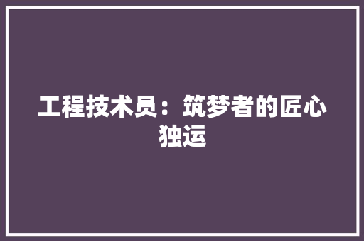 工程技术员：筑梦者的匠心独运 现代风格装饰