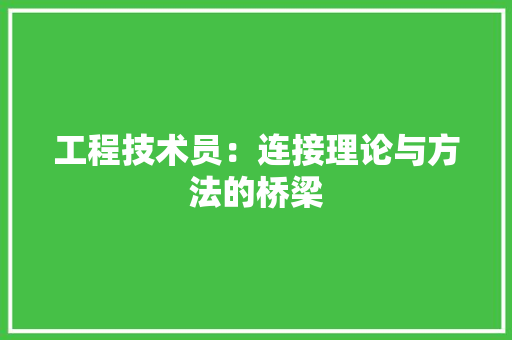 工程技术员：连接理论与方法的桥梁 现代风格装饰
