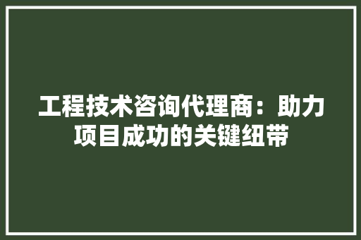 工程技术咨询代理商：助力项目成功的关键纽带 现代风格装饰