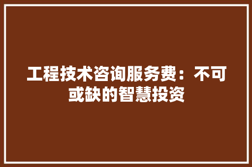 工程技术咨询服务费：不可或缺的智慧投资 现代风格装饰