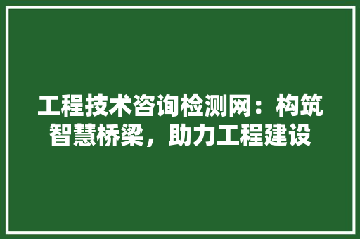 工程技术咨询检测网：构筑智慧桥梁，助力工程建设