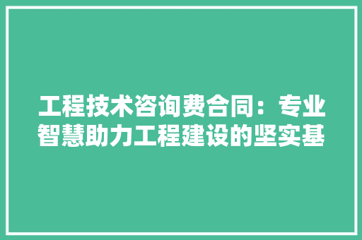 工程技术咨询费合同：专业智慧助力工程建设的坚实基石 现代风格装饰