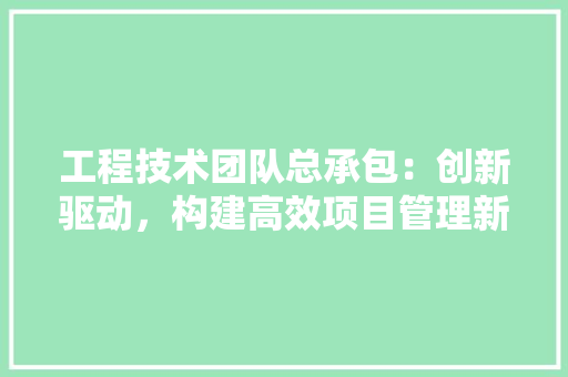 工程技术团队总承包：创新驱动，构建高效项目管理新范式 现代风格装饰