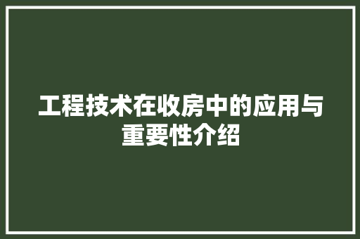 工程技术在收房中的应用与重要性介绍 现代风格装饰