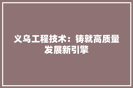 义乌工程技术：铸就高质量发展新引擎 家居装修