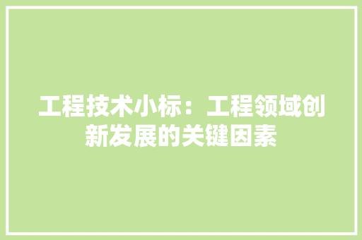 工程技术小标：工程领域创新发展的关键因素