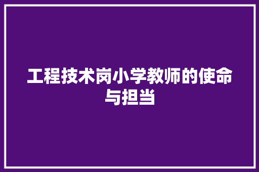 工程技术岗小学教师的使命与担当