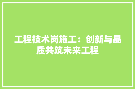 工程技术岗施工：创新与品质共筑未来工程 现代风格装饰