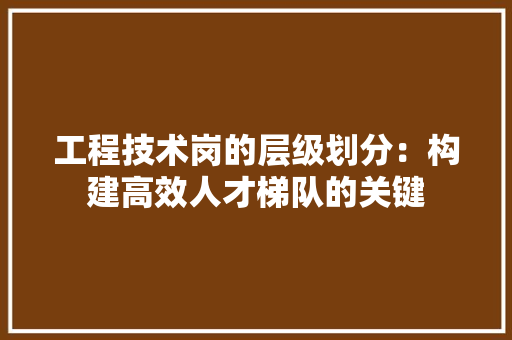 工程技术岗的层级划分：构建高效人才梯队的关键 现代风格装饰