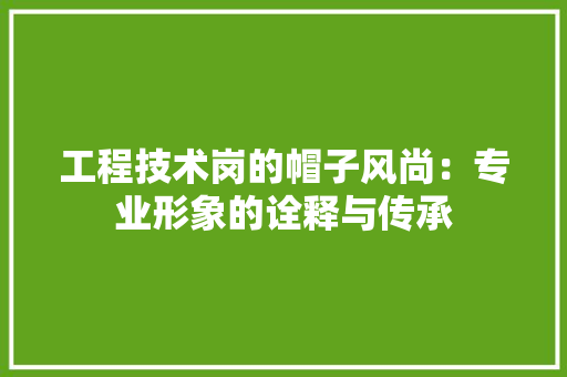 工程技术岗的帽子风尚：专业形象的诠释与传承 现代风格装饰