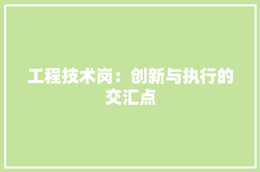 工程技术岗：创新与执行的交汇点