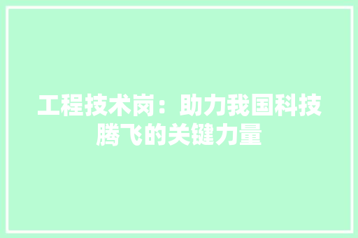 工程技术岗：助力我国科技腾飞的关键力量 现代风格装饰