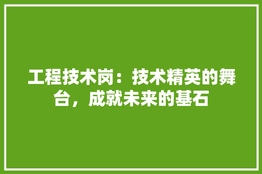 工程技术岗：技术精英的舞台，成就未来的基石 现代风格装饰