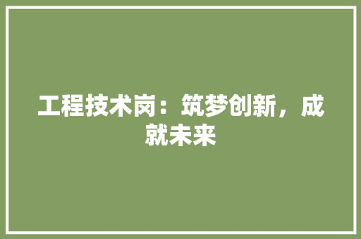 工程技术岗：筑梦创新，成就未来