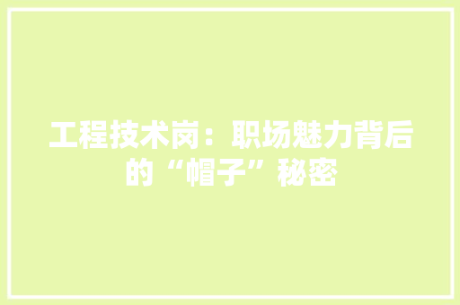 工程技术岗：职场魅力背后的“帽子”秘密 现代风格装饰
