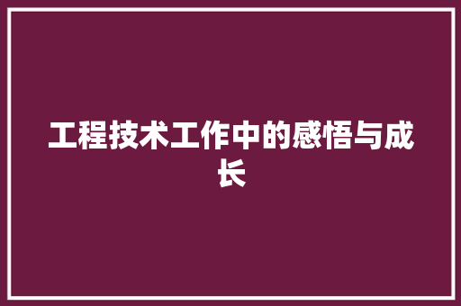 工程技术工作中的感悟与成长