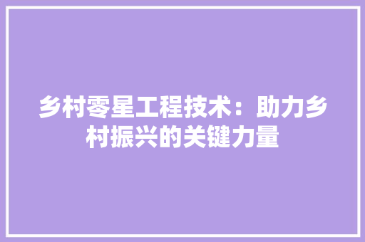 乡村零星工程技术：助力乡村振兴的关键力量 家居装修