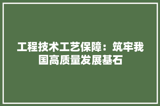 工程技术工艺保障：筑牢我国高质量发展基石 现代风格装饰