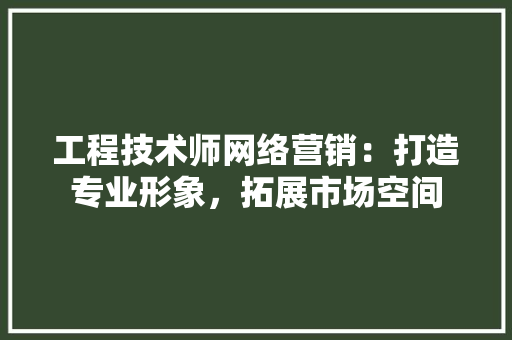 工程技术师网络营销：打造专业形象，拓展市场空间 现代风格装饰