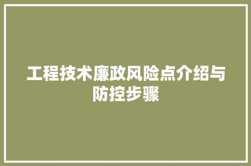 工程技术廉政风险点介绍与防控步骤 现代风格装饰