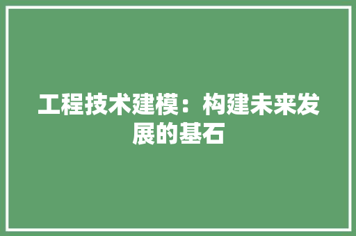 工程技术建模：构建未来发展的基石