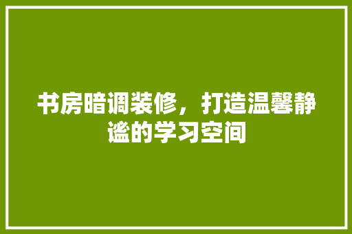 书房暗调装修，打造温馨静谧的学习空间