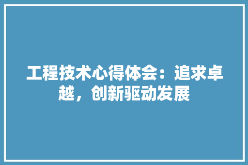 工程技术心得体会：追求卓越，创新驱动发展 现代风格装饰