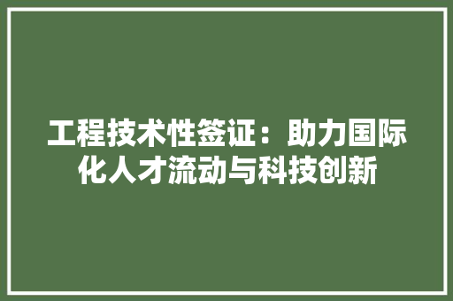工程技术性签证：助力国际化人才流动与科技创新 现代风格装饰
