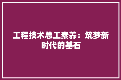 工程技术总工素养：筑梦新时代的基石