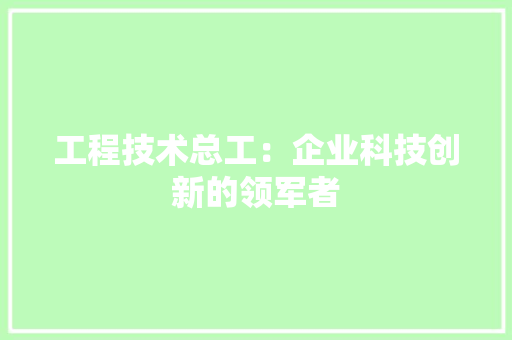 工程技术总工：企业科技创新的领军者 现代风格装饰
