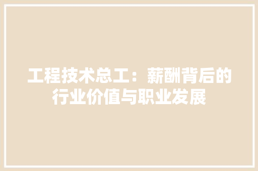 工程技术总工：薪酬背后的行业价值与职业发展 现代风格装饰